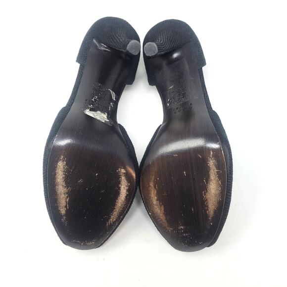 Stuart Weitzman Divorcee D’Orsay Peep Toe Pump Heels Black Spain Size US 7 - Picture 6 of 10